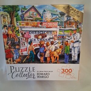 Puzzle Collector "Ice Cream Truck Day"-Edward Wargo 300 Piece Nostalgic w/Poster